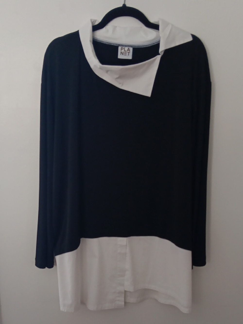 Planet  Oversized Two-Tone Lagen Look Layered Tunic Top #3670